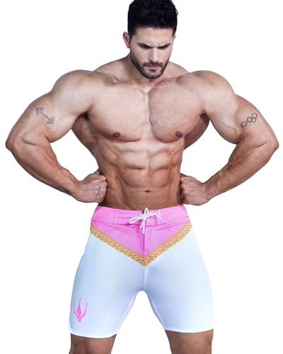 FIED IFBB 15inch Mensphysique Board-Shorts Posing Trunks Competition NPC Summer Royal Pink