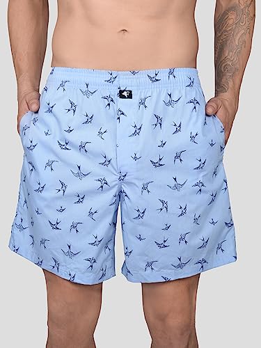 Image of Frenchie VIP 100% Cotton Yarn Dyed Relaxed Fit Printed Boxer Short Combo Set for Mens with Two Side Pockets