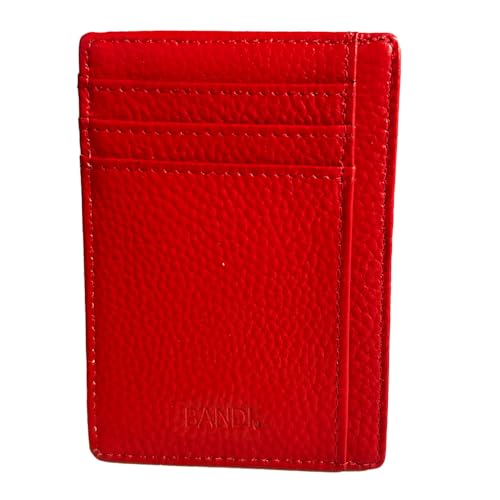 BANDI Slim Wallet, Minimalist Front Pocket RFID Blocking Wallet Credit Card Holder for Men & Women - Cherry3