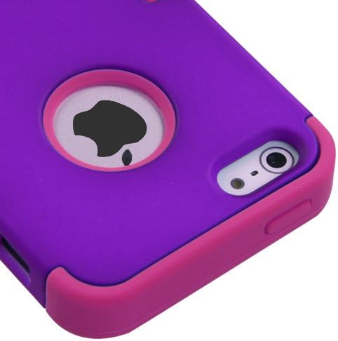 MYBAT IPHONE5HPCTUFFSO023NP Premium TUFF Case for iPhone 5 - 1 Pack - Retail Packaging - Grape/Hot Pink