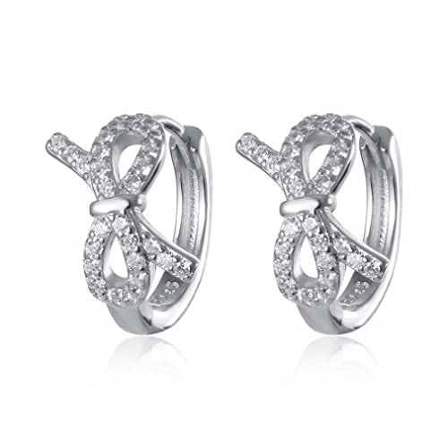 Boucles d'oreilles créoles argent 925 avec nœud élégant en zircone