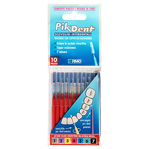 Cepillos Interdentales Pikdent - Núcleo de acero recubierto y cerdas de Tynex - Tamaño 4 Rojo 0,7 Mm Cilíndrico - 10 Cepillos Cover