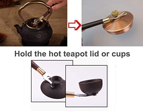 Image of 5.3 Inches Black Round Cast Iron Trivet Metal Teapot Base with Legs and Lid Holder for Japanese Kettle Tetsubin Kung Fu Hot Tea Pot