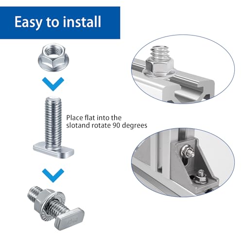 WEDAMOO 16 Stück Hammerkopfschrauben M8x20 mm Set, Hammerkopfschraube mit Sperrzahnmuttern Flanschmuttern M8 Schrauben für PV Solar Montageschienen, Gewächshaus und Photovoltaik