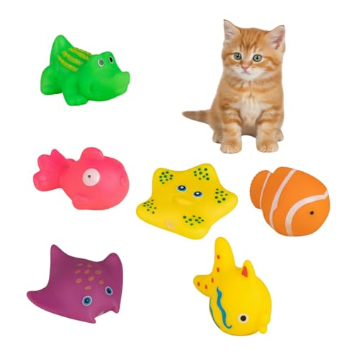DPWOUM 6Pcs Colorful Pool Cat Interactive, Cat Floating Water, Pet Kitten Swimming Bathing Fish, Sensory for Indoor Cats to Self Play