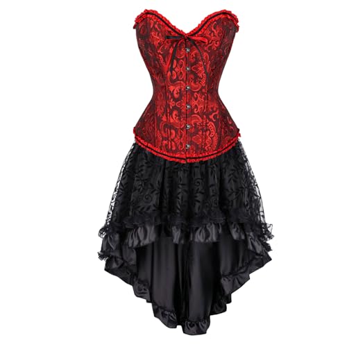 Robe corset en dentelle jacquard avec bustier à fleurs style gothique