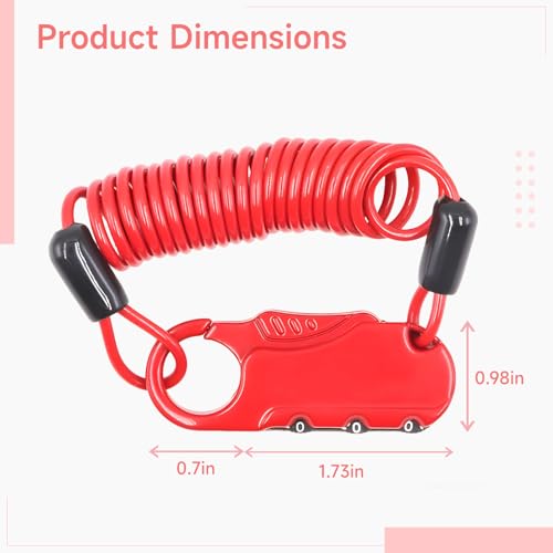 Candado de Combinación Resettable para Bicicleta, Rojo miniatura 3