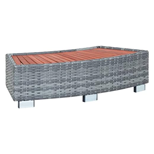 Vidaxl Escalón Bañera Hidromasaje Ratán Pe Protección Piscina Duradero Robusto Resistente Práctico Funcional Elegante Moderno Útil Gris 92X45X25Cm
