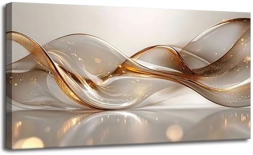 Modern Gold Abstract Lines Canvas Wall Art