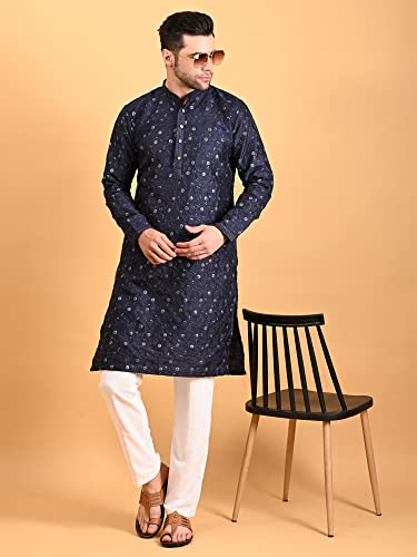 Image of Uri and MacKenzie Embroidery Silk Men's Kurta Pyjama Set