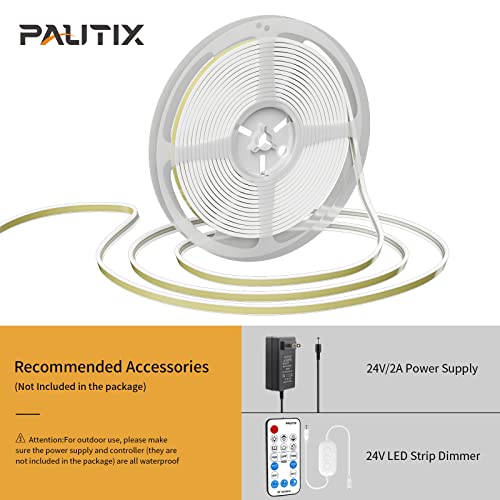 Pautix Cob Led Strip Neon Rope Light 16.4Ft/5M, 2700K Warm White 504 Leds/M 24V,Silicone Led Neon Light Ip68 Waterproof For Outdoor Indoor Lighting Decor(Power Supply Not Included) #TOP3