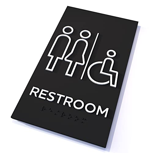 Kubik Letters Restroom Signs for Business Restroom Sign ADA Unisex Bathroom Sign Bathroom