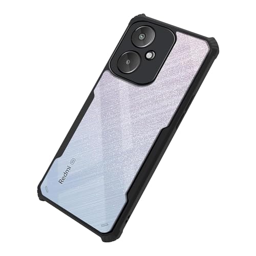 Image of Amazon Brand Solimo Shockproof Crystal Clear Back Cover for Redmi 13C 5G / Poco M6 5G | 360 Degree Protection | Transparent Redmi 13C 5G / Poco M6 5G Back Cover Case (PC & TPU, Black Bumper)