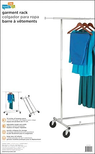 Honey-Can-Do Collapsible Expandable Rolling Garment Rack, Chrome GAR-01304 Chrome 40 lbs