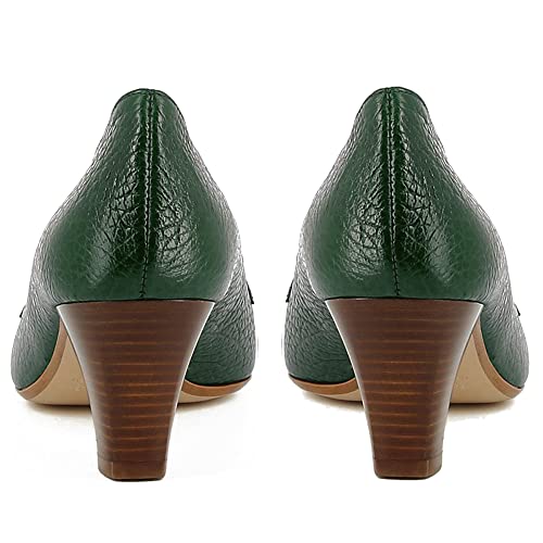 Image of LEHOOR Women Vintage Chunky Block Heel Pumps Shoes Square Pointed Toe Slip On Formal Office Work Business Loafers Shoes Suede Snakeskin Cone Heel Oxford Shoe Ladies Professional Chic Fall 4-11 M US