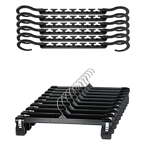 10 Pack Plastic Magic Hangers with 30pack Pant Hangers Cover