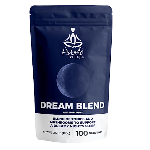 HYBRID HERBS - Dream Blend 10X Strength - Sleep Supplement with Organic Reishi Mushroom, Reishi Spores, Chaga & He Shou Wu, Sleep Aid - HIGH Potency 10:1 Extract - 100 Servings (100g)
