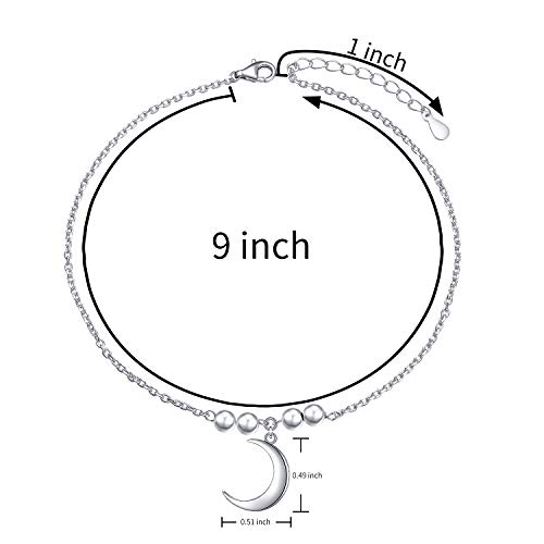 Image of FLYOW S925 Sterling Silver Anklet for Women Summer Boho Beach Charm Adjustable Foot Ankle Bracelet Jewelry Birthday Gift