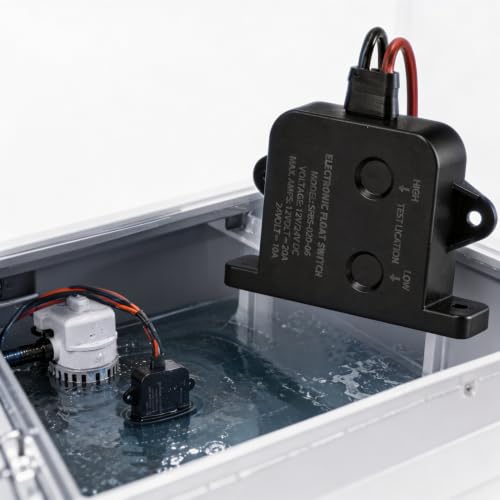 Sensore di Livello per Sentina con Allarme Automatico - Interruttore a Galleggiante per Pompe di Sentina di Barche e Yacht, Sistema di Allarme Anti-Allagamento