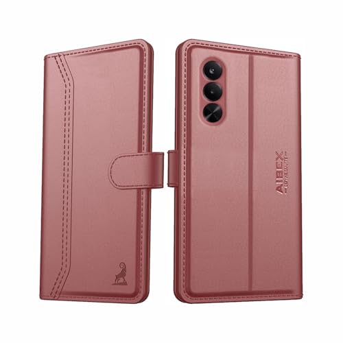 Image of AIBEX Compatible for OnePlus Nord CE 6 Lite 5G / Realme P4X 5G Flip Cover Leather Finish | Inside TPU with Card Pockets | Wallet Stand | Complete Protection Flip Case Brown