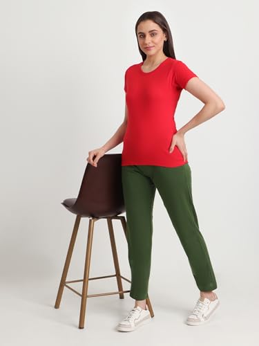 Image of T T Women Regular Fit Poly Jersey Solid Trackpant