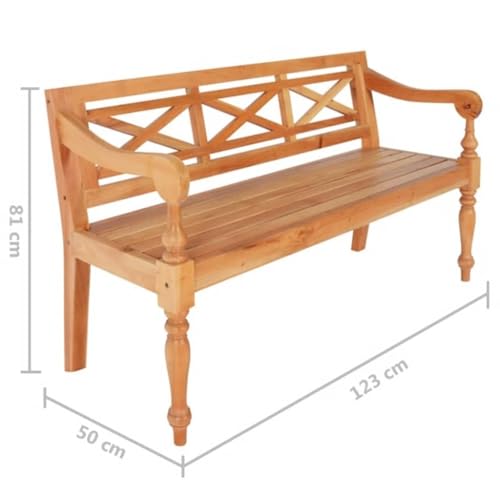 Banc Batavia marron clair en bois d'acajou massif 123 cm de large - 3