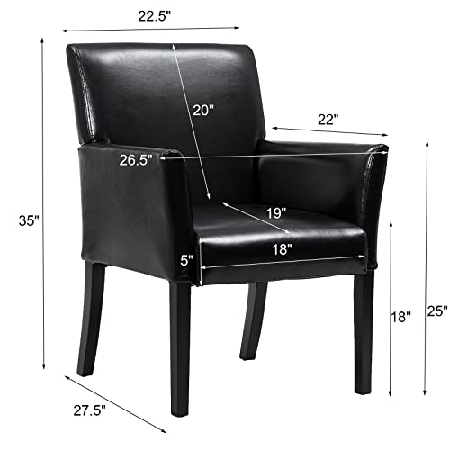 Giantex Leather Reception Guest Chairs W/Padded Seat And Arms Ergonomic Mid-Back Office Executive Side Chair For Meeting Waiting Room Conference Office Guest Chairs, Black #TOP6
