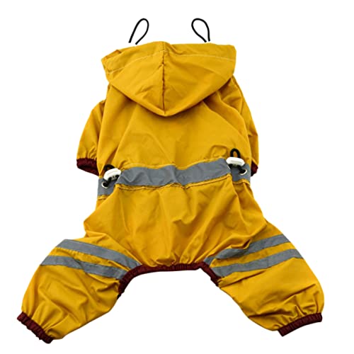FONDOTIN Dog Raincoat for Small Dogs Rain Slicker with Breathable Design for Rainy Days Yellow Color for Puppies and Cats S