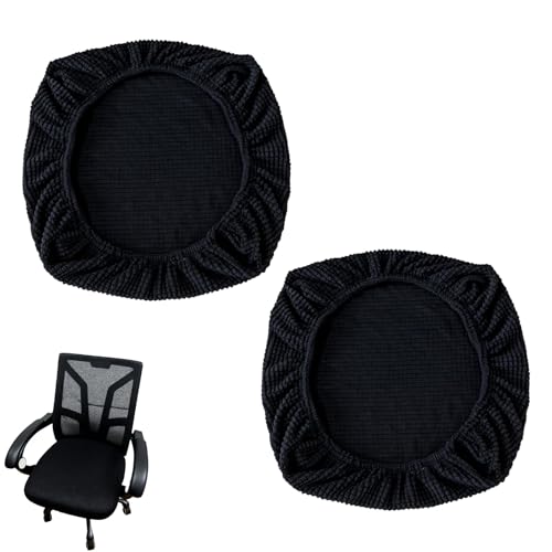 Sylkeov 2 Pièces Housse de Chaise de Bureau Extensible en Élasthanne Lavable en Machine, Housse Noire Résistante pour Protection Optimale des Chaises de Bureau, pour Le Bureau et la Maison