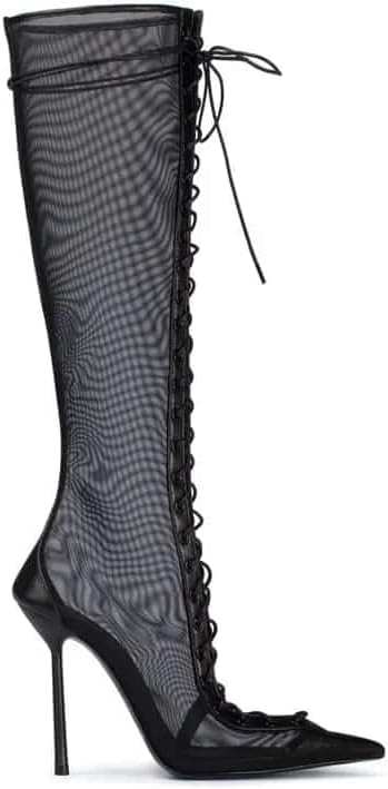 Saint Leia Women's Knee High Boots Pointed Toe Lace Up Stiletto Heel Fashion Elegant Long Boots - Image 2