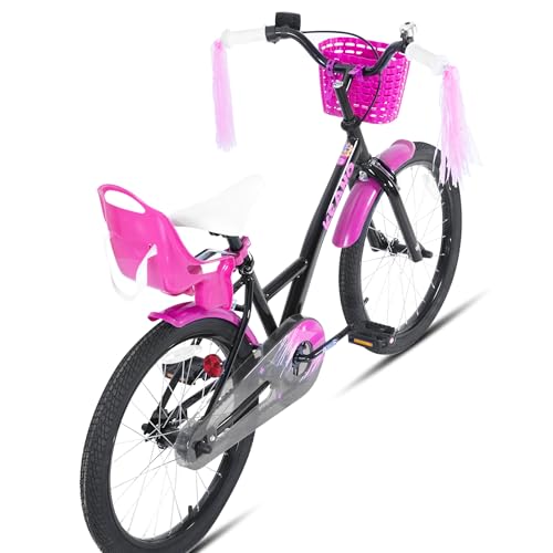 Image of KEANO Zinnia 14 16 20 Inch Kids Bike for Girls Ages 3-10 Years, Girls' Bikes with Training Wheels, Streamers, Basket and Doll Seat, Children Bicycles