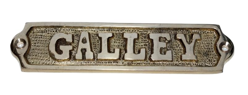 Vintage Solid Brass “GALLEY” Door Sign – Nautical Engraved Brass Plaque for Boats, Cabins & Coastal Kitchens | Maritime Wall Decor & Collectible Marine Tag
