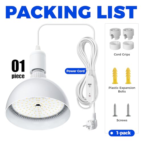 Barrina Led Pflanzenlampe Vollspektrum Glühbirne mit Timing und Hängenden System, 25W, 4H/9H/14H Timer, Pflanzenlampe Zimmerpflanzen für Gewächshaus Garten Sämlinge Sukkulenten Kaktus Wachsen, Bblühen