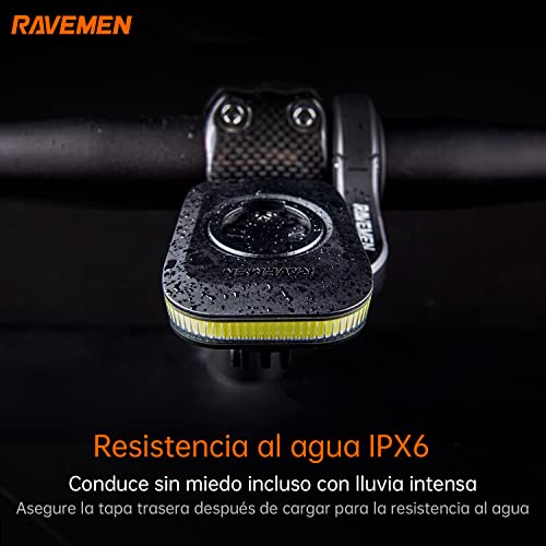 RAVEMEN FR160 Compatible con Garmin Ciclocomputadores,6 Modos Luces de Circulación Diurna con luz Intermitente de Advertencia,Tipo-C IPX6 a Prueba de Agua(Protegido por Patente) - imagen 6