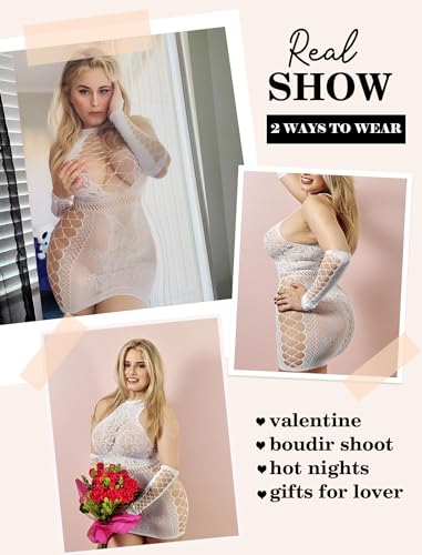 Image of Avidlove Fishnet Lingerie Womens Mesh Chemise One Piece Babydoll Mini Dress Lace Sparkle Rhinestone Lingeries for Women