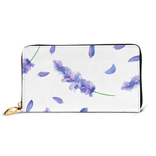 Preisvergleich Produktbild JHGFG Mode Handtasche Reißverschluss Brieftasche Muster Lavendel Blumen Hand Telefon Kupplung Geldbörse Abendkupplung Blockieren Leder Brieftasche Multi Card Organizer