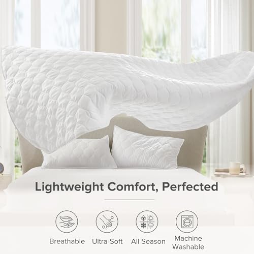 Comfort Spaces Queen Quilt Set Modern Reversible Ogee Coverlet Queen Bedding Set Cozy Quilted Winter Layer, All Season Lightweight Soft Queen Size Quilt, Kienna, Full/Queen White Ogee 3 Piece