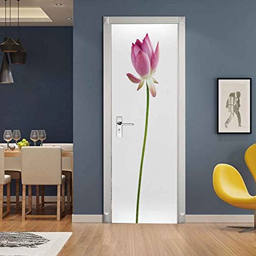 SEKCTV 3D Türaufkleber für Innentüren Rosa Lotus Türtapete selbstklebend TürPoster Cover