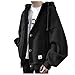 Cappotto con cappuccio Uomo Casual Solid Felpa Tasca Sciolto Manica Lunga Camicetta Con Bottoni ( XL,Nero )