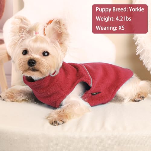 Image of Dog Clothes for Small Dogs Fleece Vest Dog Sweater Boy Girl, Warm Pullover Fleece Doggie Jacket, Winter Pet Ourfit Chihuahua Sweater - Yorkie Clothes, Red, M
