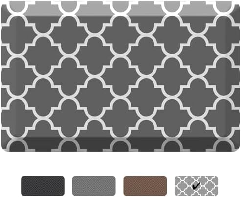 Ophanie Kitchen Mats for Floor, 9/10 Inch Thick, Kitchen Rugs, Anti Fatigue Standing Cushioned Mat, Waterproof, Ergonomic Mat for Office, Home, Sink, 20''x32'' Grey Lantern Non-Slip