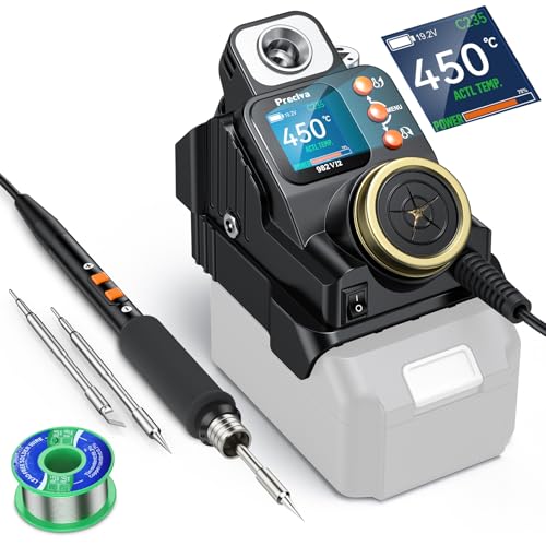 Preciva Fer a Souder Sans Fil, Affichage NuméRique Fer a Souder 50W, 90-450℃ Température Réglable Convient à La Batterie 18-20V, Chauffage Rapide avec 2...