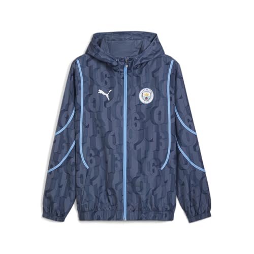 PUMA Mens Manchester City Pre-Match Woven Jacket Athletic Outerwear Casual Moisture Wicking - Blue - Size L