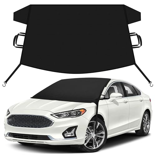 Image of EcoNour Car Snow Cover Compatible for Ford Fusion | Windshield Cover for Ice and Snow with S-Hook Straps | Heavy-Duty 600D Oxford Winter Car Cover, Waterproof & Anti-Slip