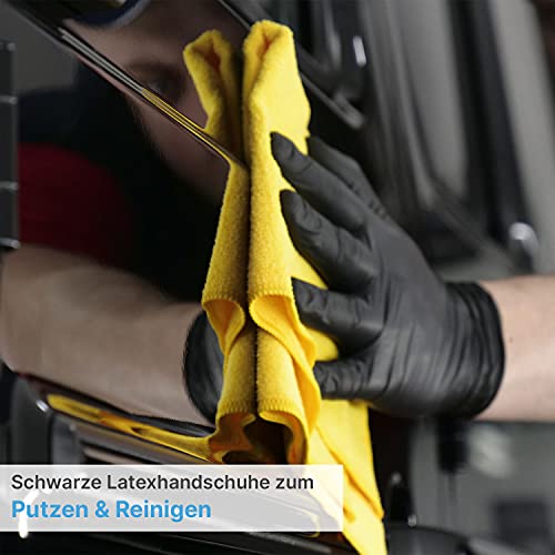 Einweghandschuhe Schwarz Latex, Einmalhandschuhe L, 100 Stück, puderfrei, Handschuhe Einweg, Latexhandschuhe Schwarz, in Größe S, M, L & XL verfügbar