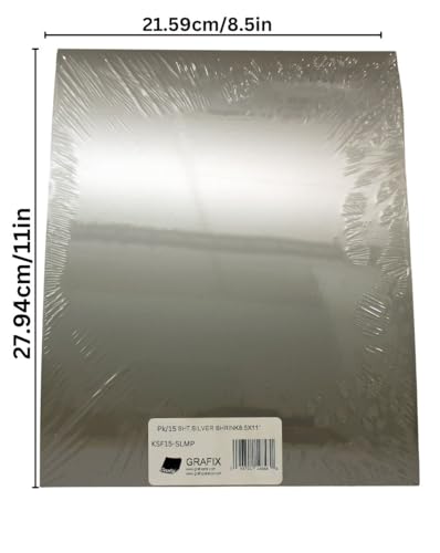 Image of Grafix Metallic Shrink Film, Silver Opaque, 8.5 x 11 in, Pack of 15