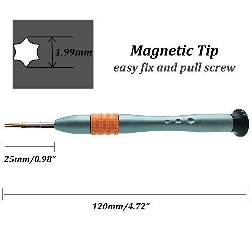 T7 Torx Screwdriver, Torx T7 Screwdriver, S2 High Alloy Steel Head, Magnetic Tip, Rotating Cap, Anti-slip Grip, 6 Point Star Screwdriver for Toy Computer Phone Electronics Device Maintenance