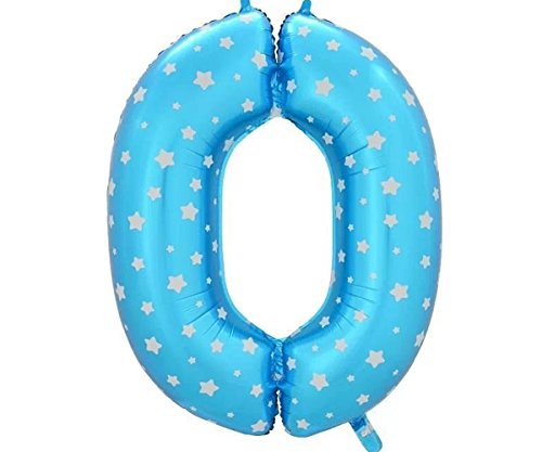 Image of AMFIN 17 inch 0 Number Foil Balloon, Birthday Decoration Items [Helium Supported] - Blue