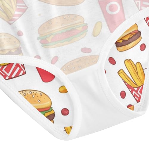 ZZKKO French Fries and Hamburger Girls Underwear Toddler Panties for Girls Comfort Brief Size 8Y4