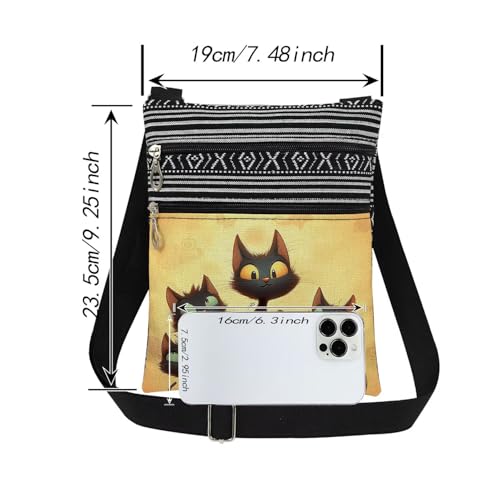 Interesting Cats Print Crossbody Bag Adjustable Women Shoulder Bag with Zipper Cat Lovers for Birthday Gift Outdoor Travel Animal Print Purse2